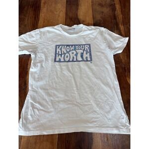 Breaking T Know your worth positive vibes graphic t-shirt womens size large